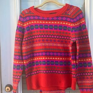 J Crew Multi Colored Wool Sweater with matching scarf Sz L